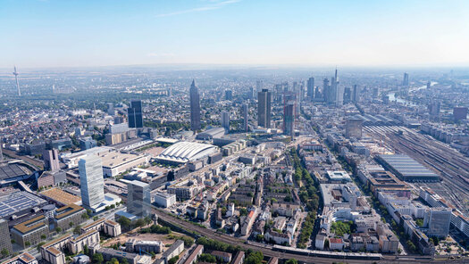Ein Blick von oben auf Frankfurt