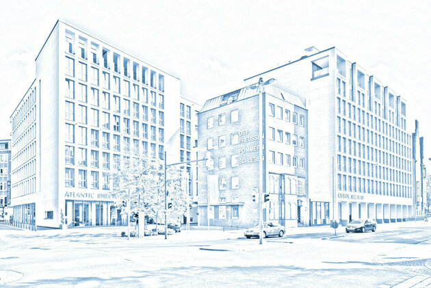 Illustration ATLANTIC Grand Hotel Bremen blau